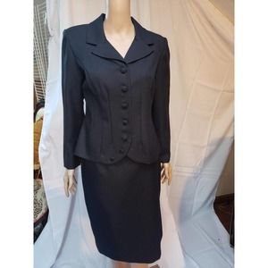 Sag Harbor 2 Piece Suit Woman Size 10p Navy Blue Skirt Jacket Blazer Career